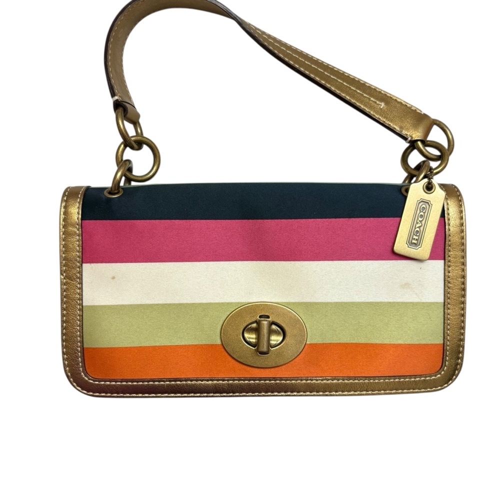 Coach ultra rare legacy striped Turnlock vintage y2k mini bag - Picture 1 of 9